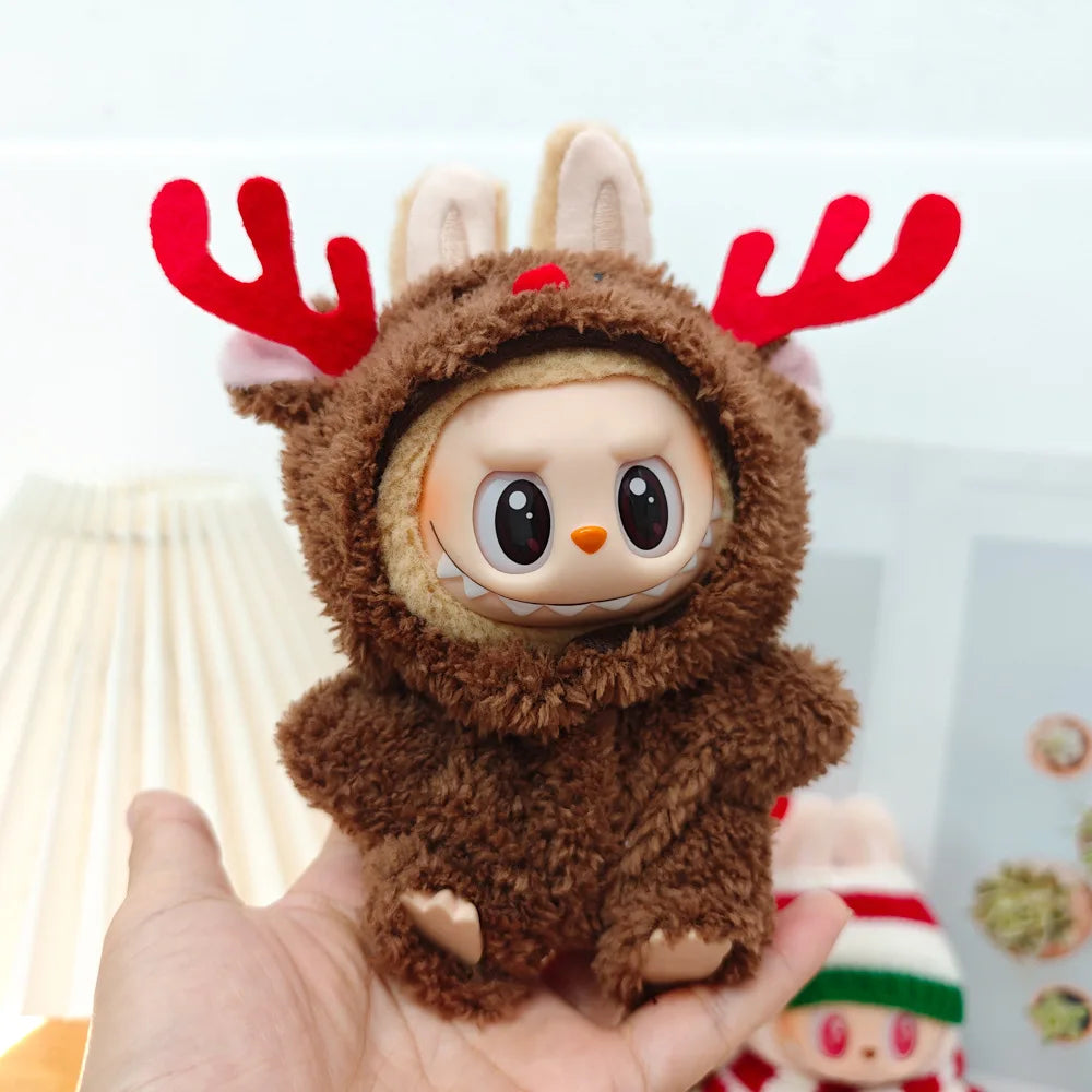 Mini Plush Doll'S Clothes Outfit Accessories For Korea Kpop Labubu V2 Idol Sit down party christmas cookie man love hat Clothing