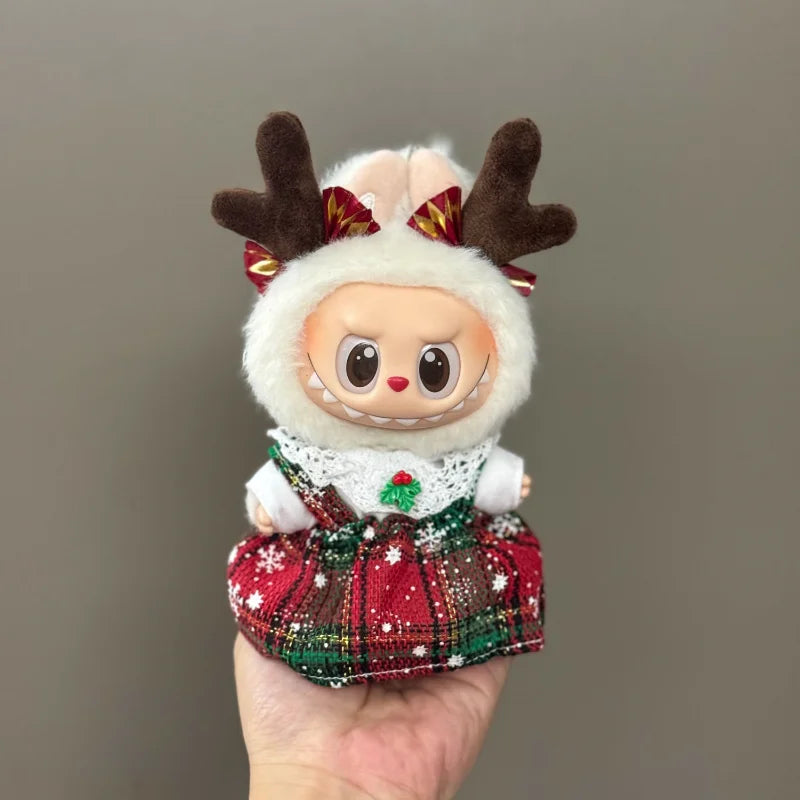 Doll Clothes Only Suitable for 17cm V1 V2 V3 Labubu Vinyl Doll Christmas Clothes Set Cartoon Dress Up Skirt Accessories DIY Gift