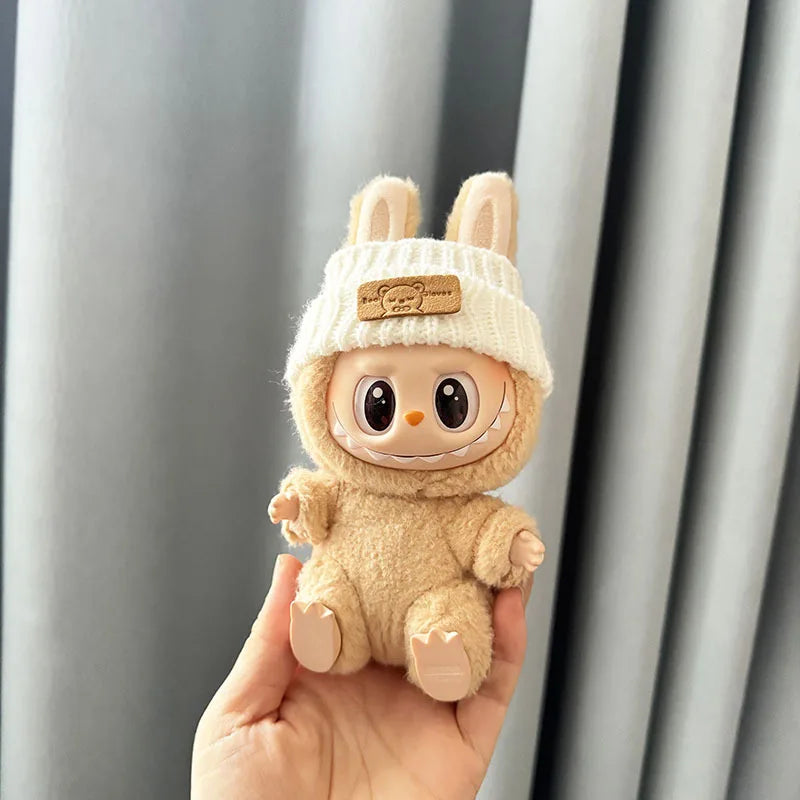 Doll clothes for Labubu Outfit V1 V2 V3 17cm Dolls Sitting Accessories Glasses Clothing Designer Kids Gift Sweater Hat Bag Set