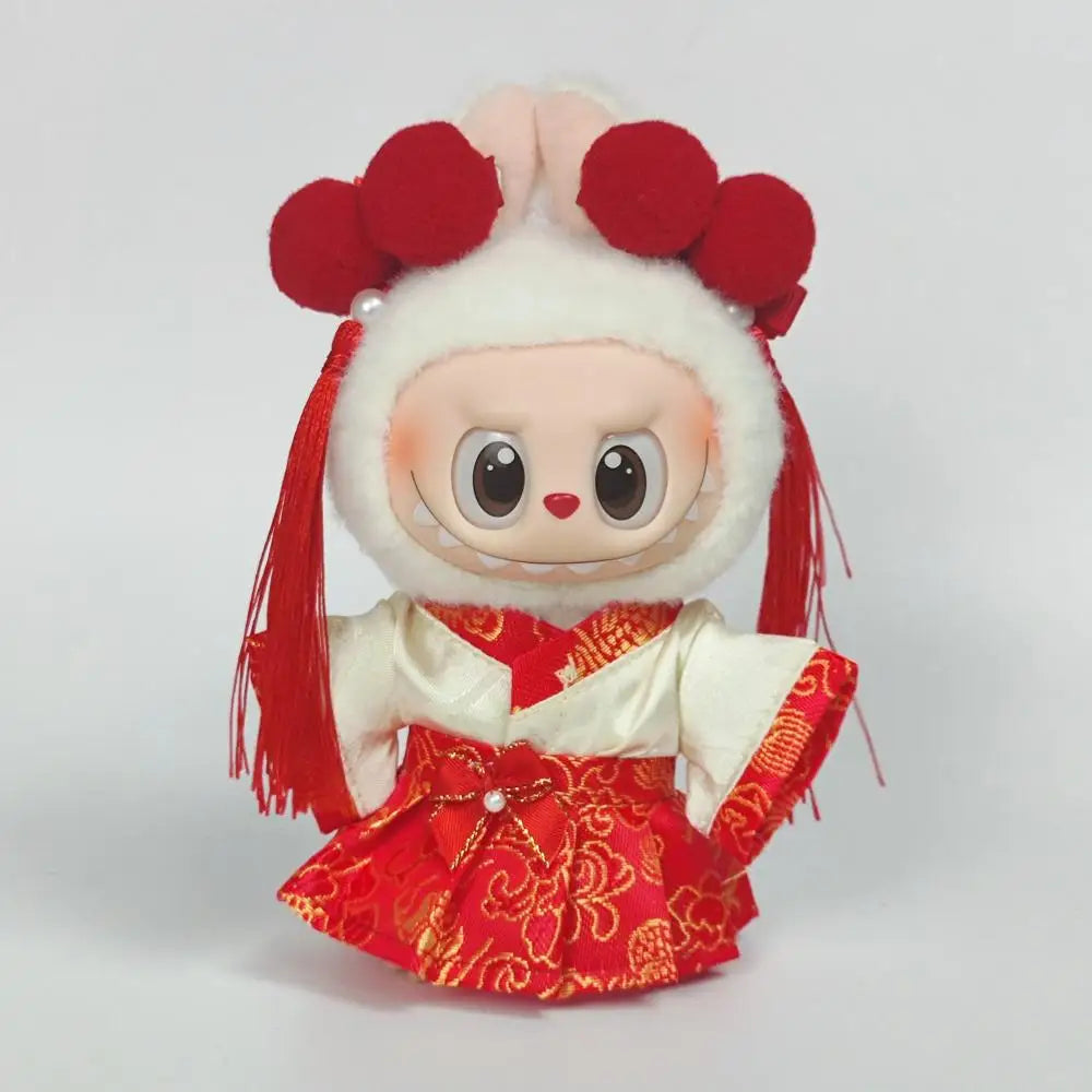 Mini Plush Doll'S Clothes Outfit Accessories For Korea Kpop Labubu V2 Idol Sit down party christmas cookie man love hat Clothing
