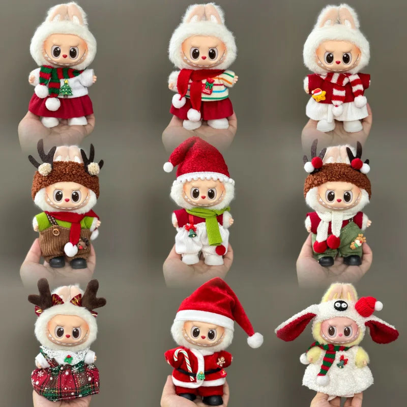 Doll Clothes Only Suitable for 17cm V1 V2 V3 Labubu Vinyl Doll Christmas Clothes Set Cartoon Dress Up Skirt Accessories DIY Gift