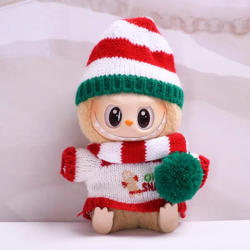Mini Plush Doll'S Clothes Outfit Accessories For Korea Kpop Labubu V2 Idol Sit down party christmas cookie man love hat Clothing