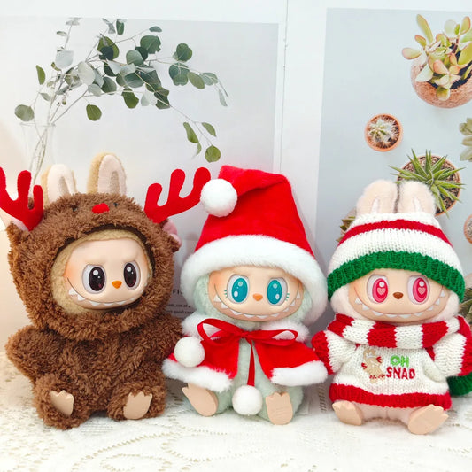 Mini Plush Doll'S Clothes Outfit Accessories For Korea Kpop Labubu V2 Idol Sit down party christmas cookie man love hat Clothing