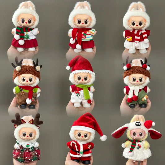Doll Clothes Only Suitable for 17cm V1 V2 V3 Labubu Vinyl Doll Christmas Clothes Set Cartoon Dress Up Skirt Accessories DIY Gift